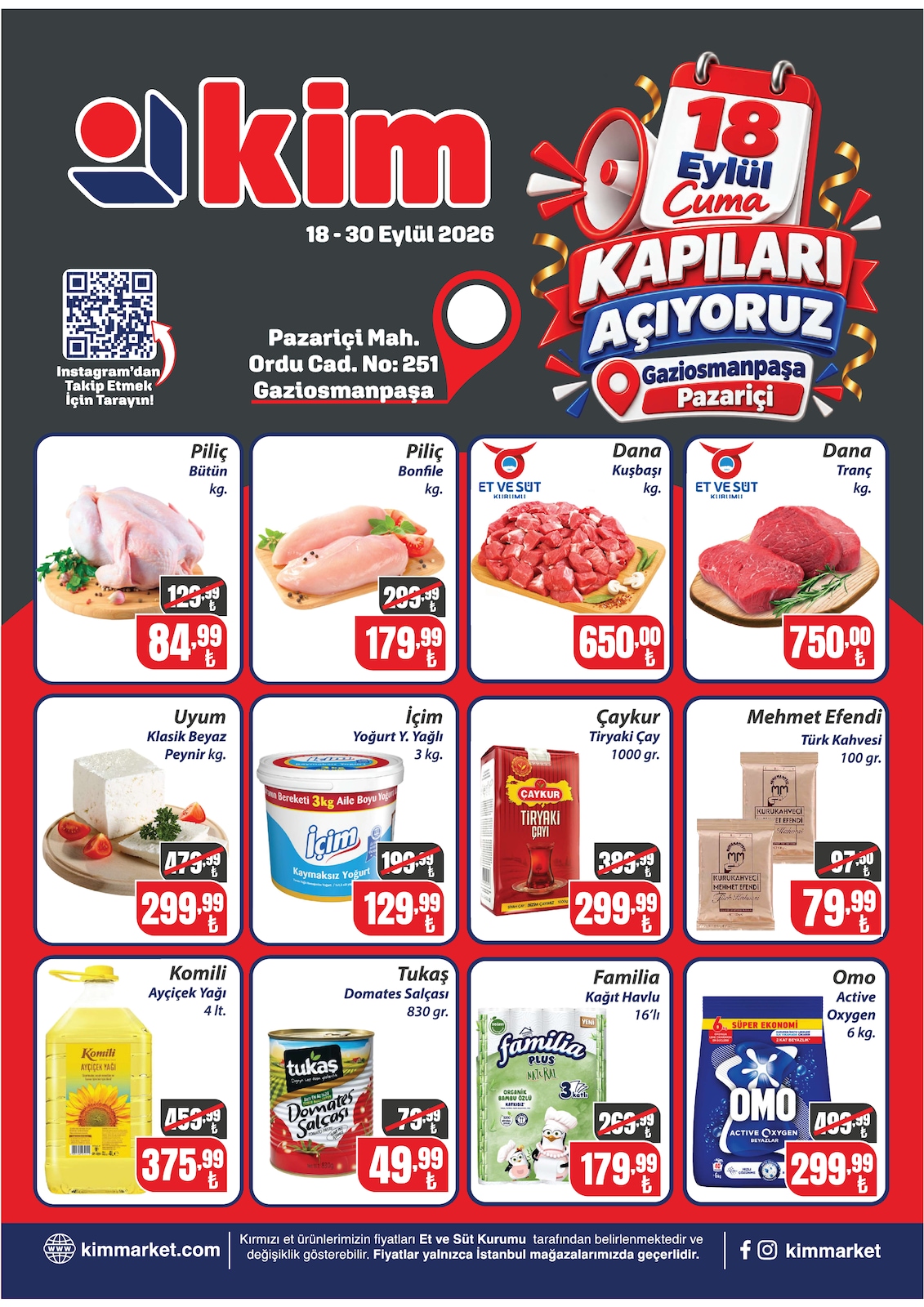 Kim Market 18 Eylül 2026 Gaziosmanpaşa Pazariçi Şubesi İndirim Broşürü