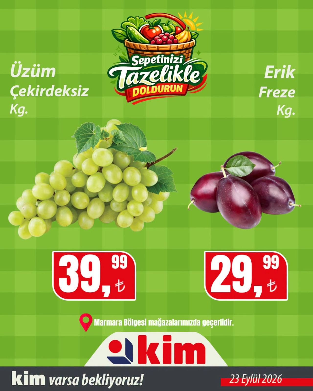 Kim Market 23 Eylül 2026 Halk Günü İndirimleri - Marmara