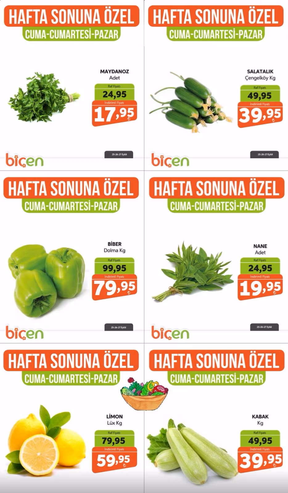Biçen Market 25 Eylül 2026 Hafta Sonu İndirim Broşürü