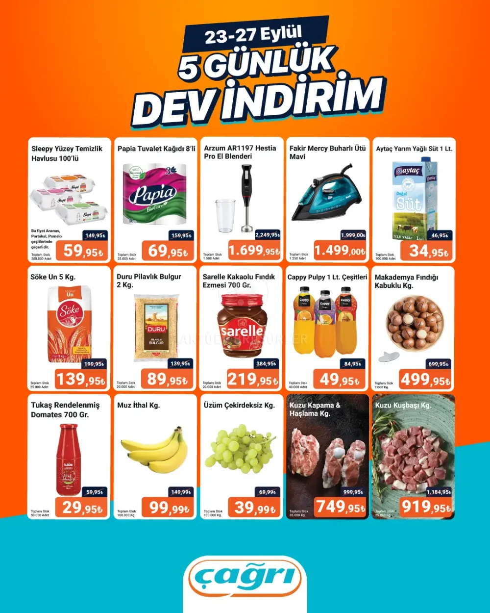Çağrı Market 5 Günlük Dev İndirim Fırsat Ürünleri Broşürü 23-27 Eylül