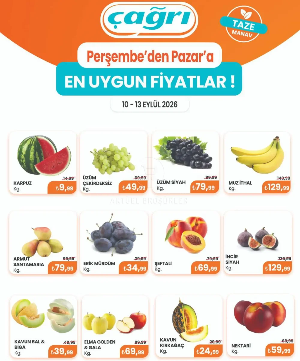 Çağrı Market Hafta Sonuna Özel Meyve ve Sebze İndirimleri Broşürü
