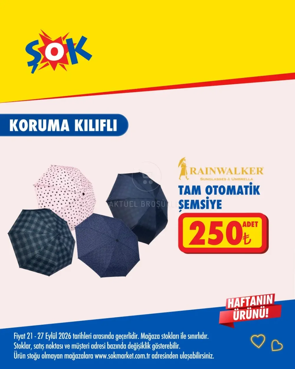 ŞOK Haftanın Ürünü - Rainwalker Tam Otomatik Şemsiye 250 TL