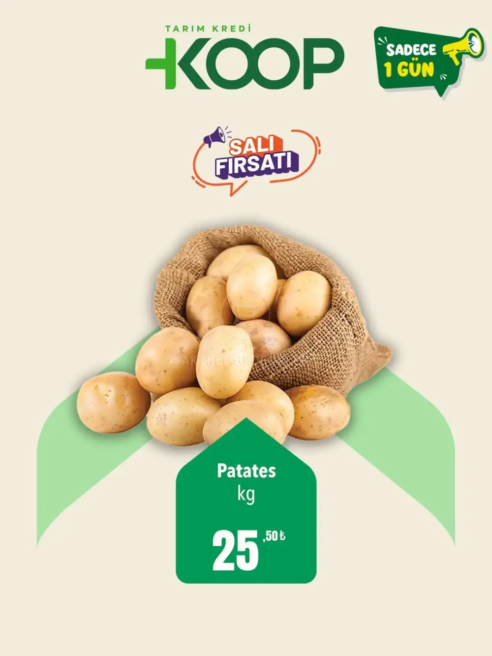 Tarım Kredi Market KOOP’ta Salı Fırsatı! Patates kg 25,50 TL